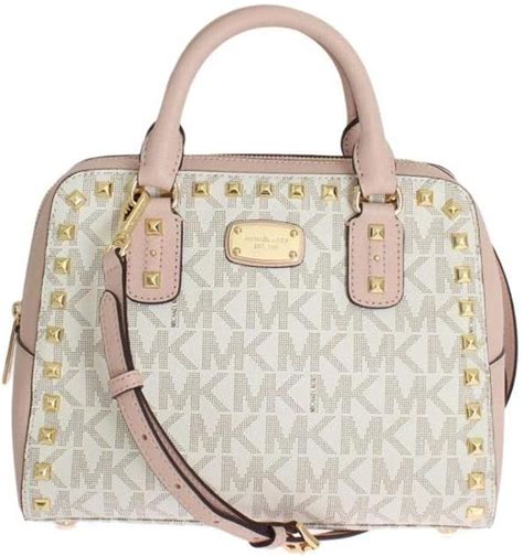 michael kors sandrine stud satchel|Michael Kors Sandrine Stud SM Satchel Vanilla/Bal .